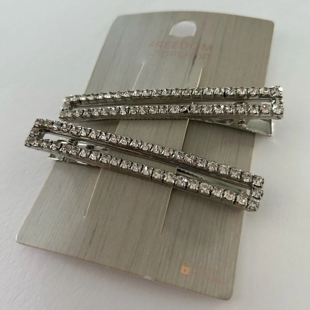 🦋 5/$25 - Rhinestone Barrette Hair Clips (Set of 2) by Topshop Freedom